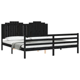 Cadre de lit sans matelas noir 200x200 cm bois massif