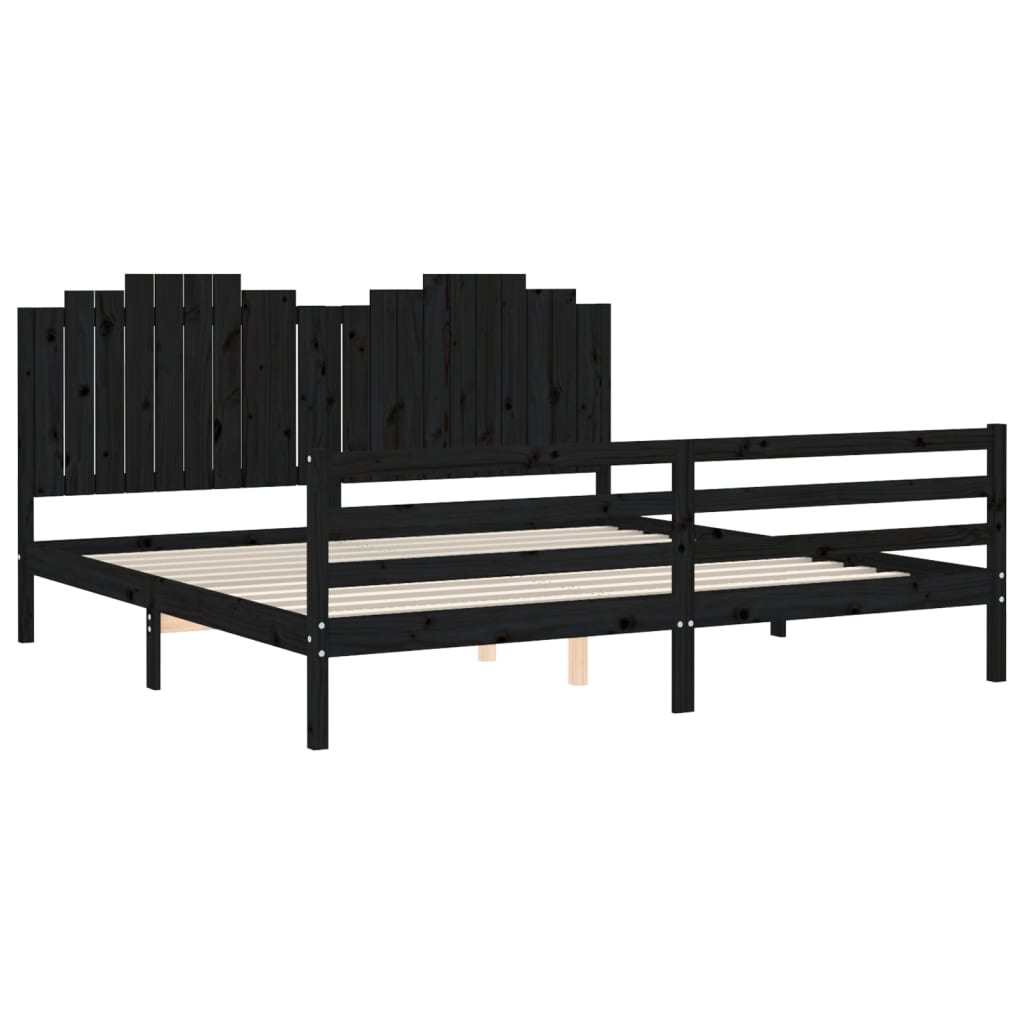 Cadre de lit sans matelas noir 200x200 cm bois massif