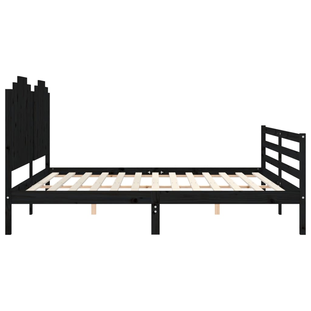 Cadre de lit sans matelas noir 200x200 cm bois massif