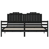 Cadre de lit sans matelas noir 200x200 cm bois massif