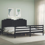 Cadre de lit sans matelas noir 200x200 cm bois massif