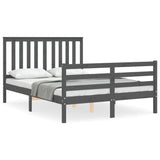 Cadre de lit sans matelas gris 140x190 cm bois massif