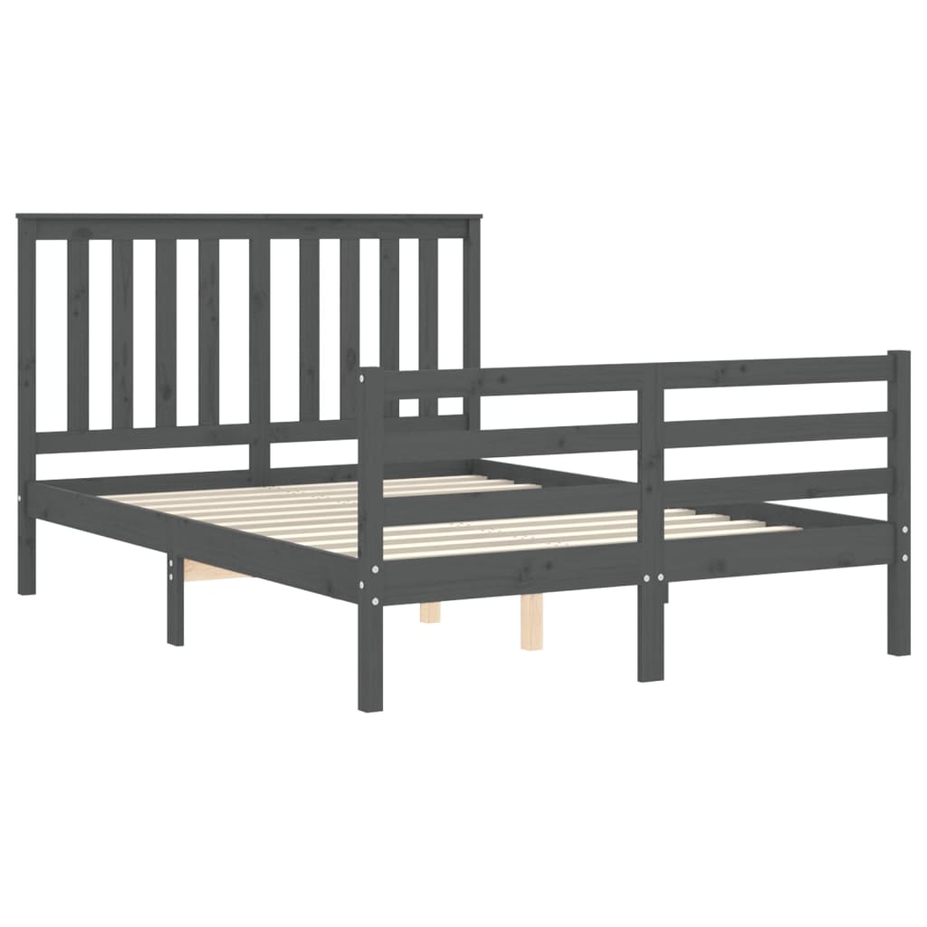 Cadre de lit sans matelas gris 140x190 cm bois massif