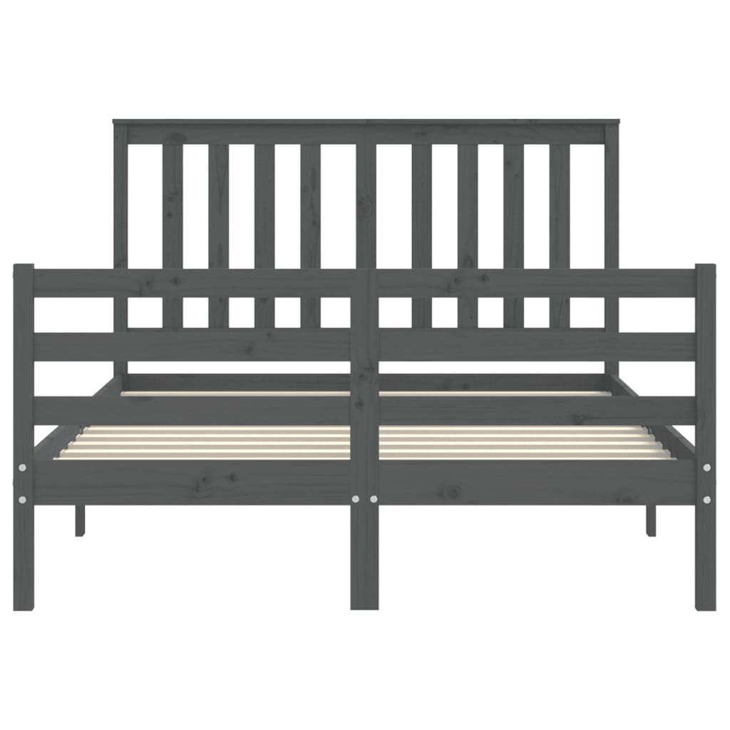 Cadre de lit sans matelas gris 140x190 cm bois massif