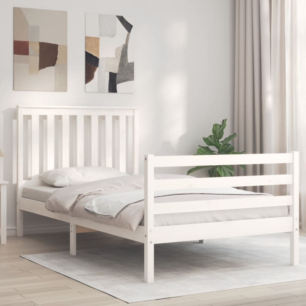 Cadre de lit sans matelas blanc 100x200 cm bois massif