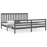 Cadre de lit sans matelas gris 200x200 cm bois massif