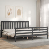 Cadre de lit sans matelas gris 200x200 cm bois massif