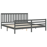 Cadre de lit sans matelas gris 200x200 cm bois massif