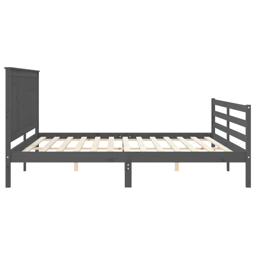 Cadre de lit sans matelas gris 200x200 cm bois massif