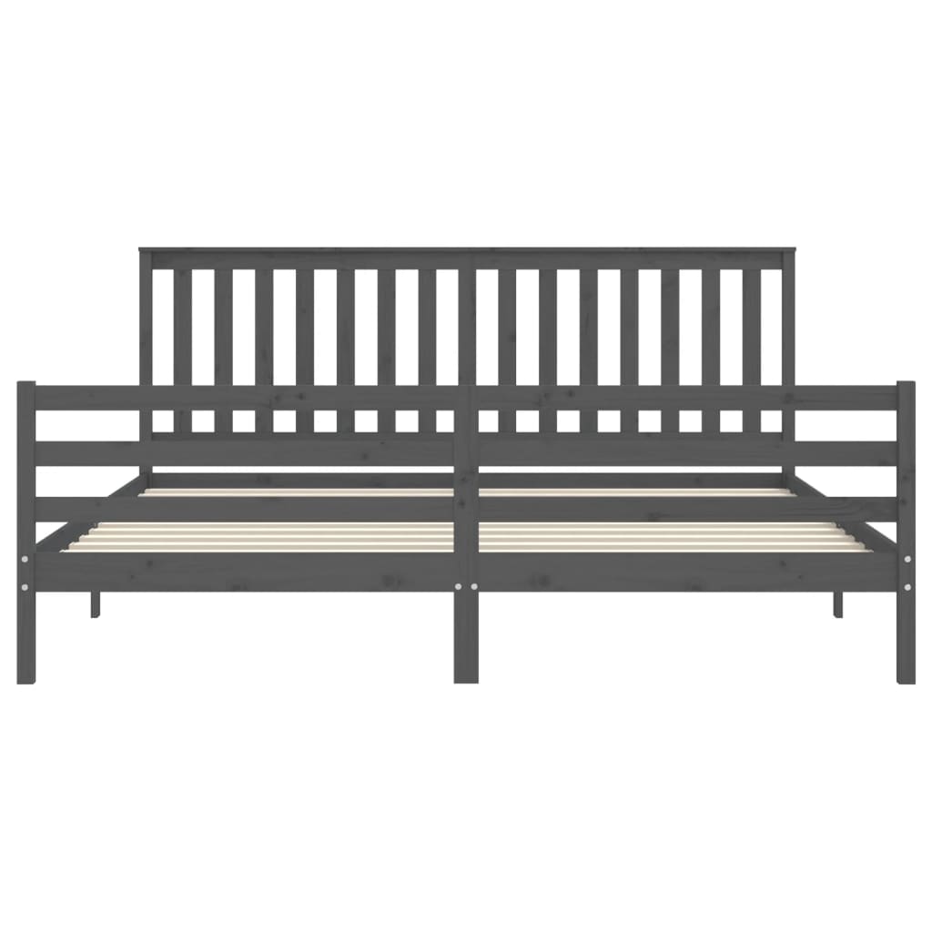 Cadre de lit sans matelas gris 200x200 cm bois massif