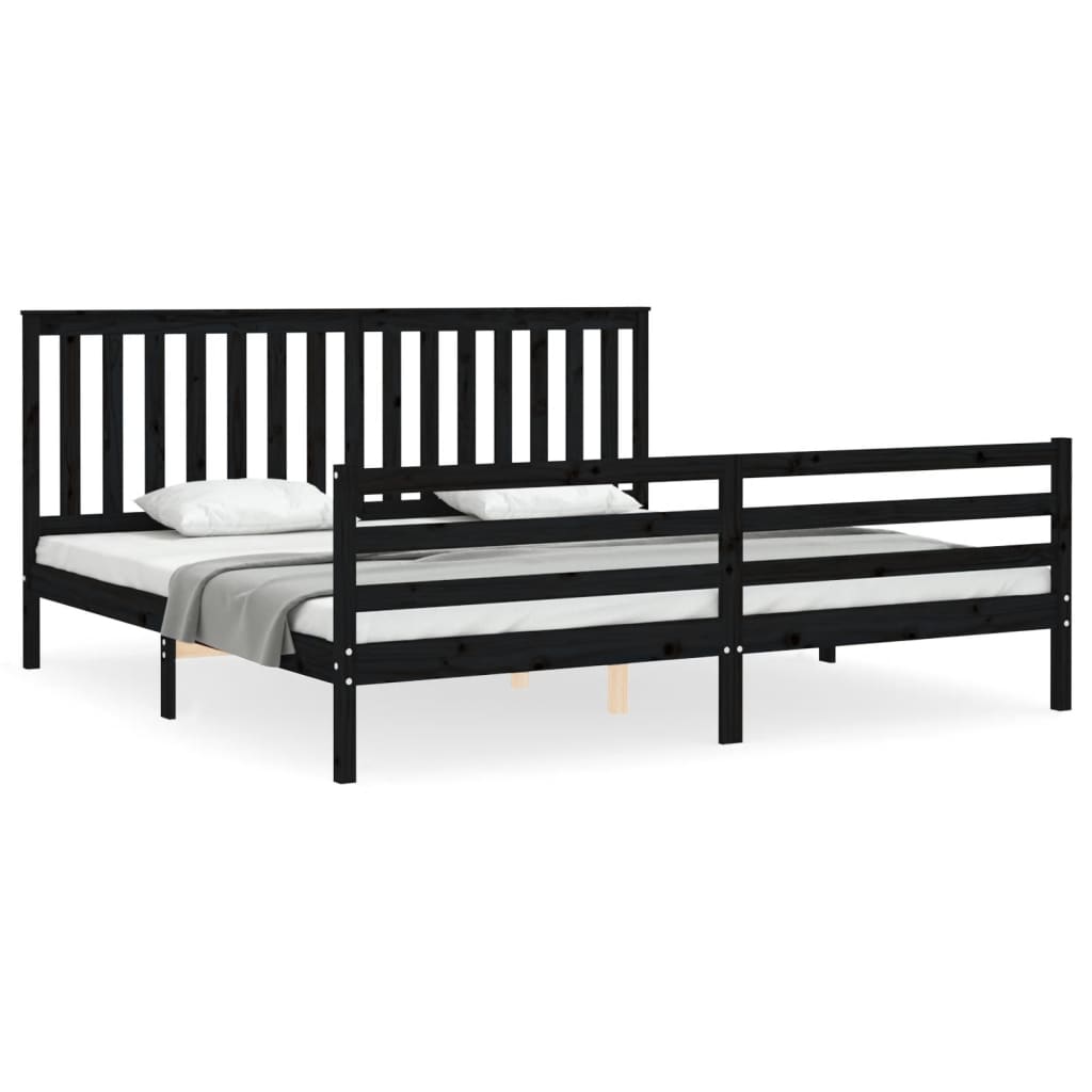 Cadre de lit sans matelas noir 200x200 cm bois massif