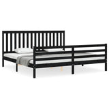 Cadre de lit sans matelas noir 200x200 cm bois massif