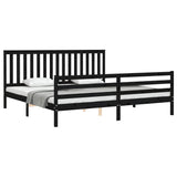 Cadre de lit sans matelas noir 200x200 cm bois massif