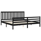 Cadre de lit sans matelas noir 200x200 cm bois massif