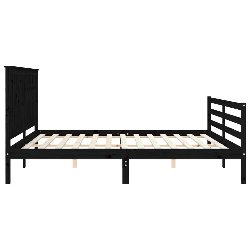 Cadre de lit sans matelas noir 200x200 cm bois massif