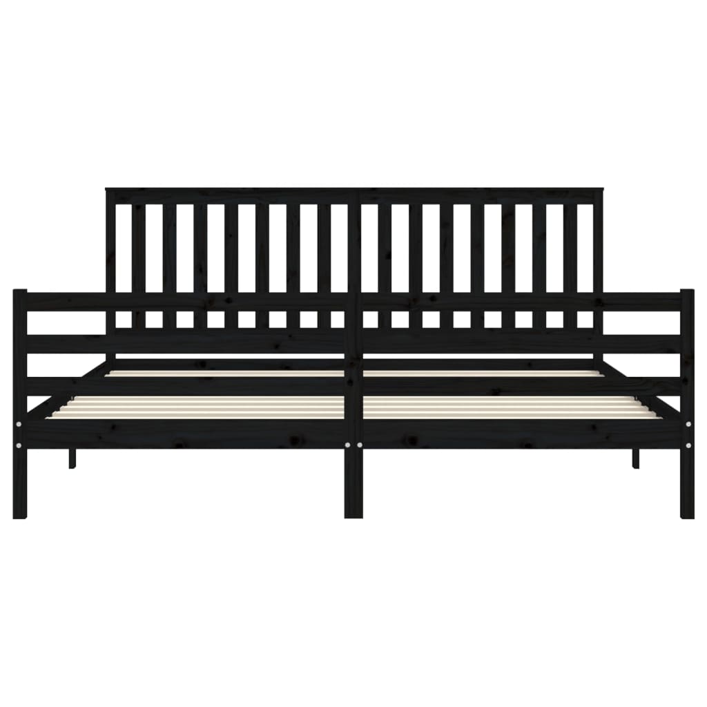 Cadre de lit sans matelas noir 200x200 cm bois massif