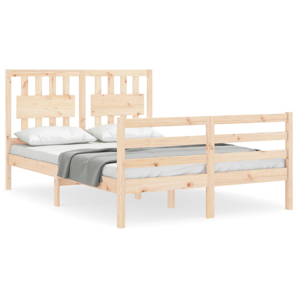 Solid wood bed frame without mattress