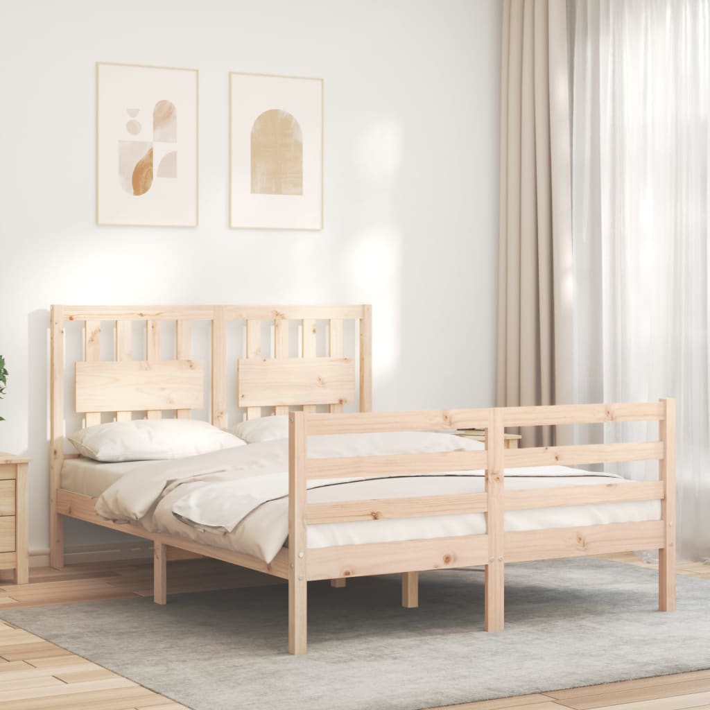 Solid wood bed frame without mattress