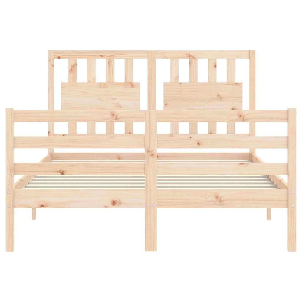 Solid wood bed frame without mattress