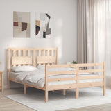 Solid wood bed frame without mattress