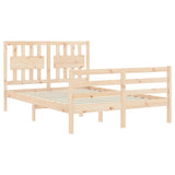 Solid wood bed frame without mattress