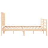 Solid wood bed frame without mattress