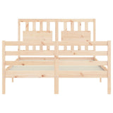 Solid wood bed frame without mattress