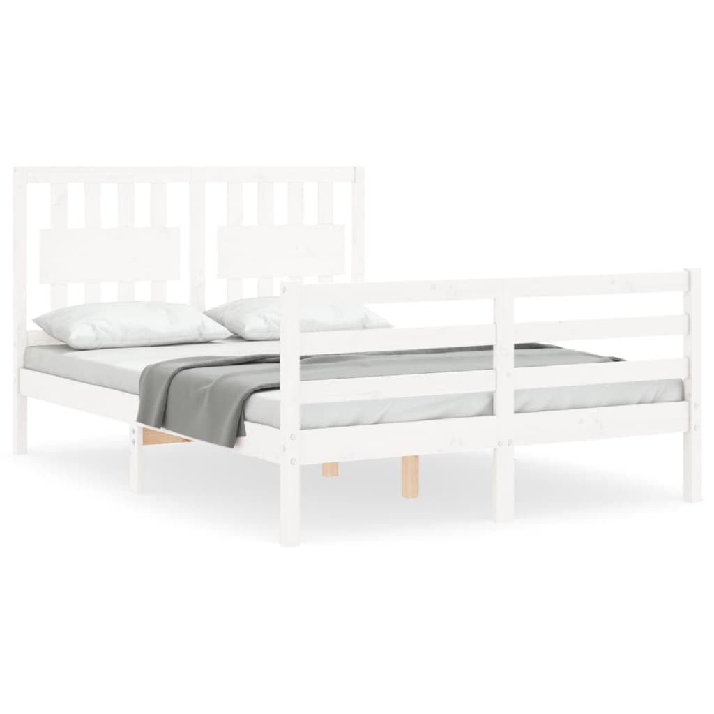 Cadre de lit sans matelas blanc 140x190 cm bois massif