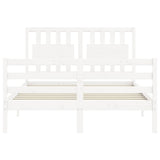 Bed frame without white mattress 140x190 cm solid wood