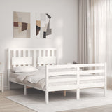 Bed frame without white mattress 140x190 cm solid wood