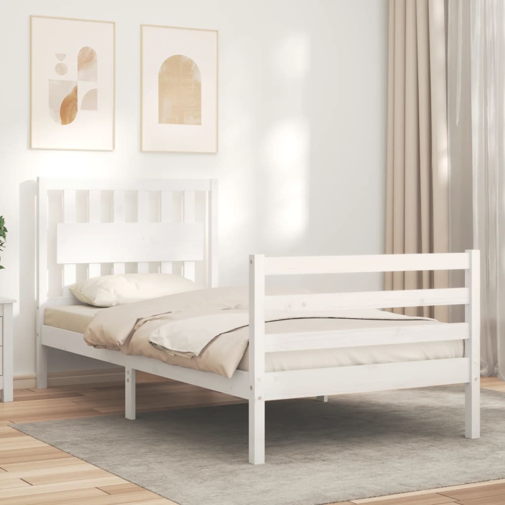 Cadre de lit sans matelas blanc 90x200 cm bois massif