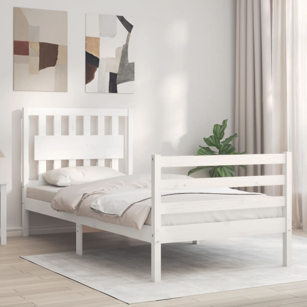 Cadre de lit sans matelas blanc 90x200 cm bois massif