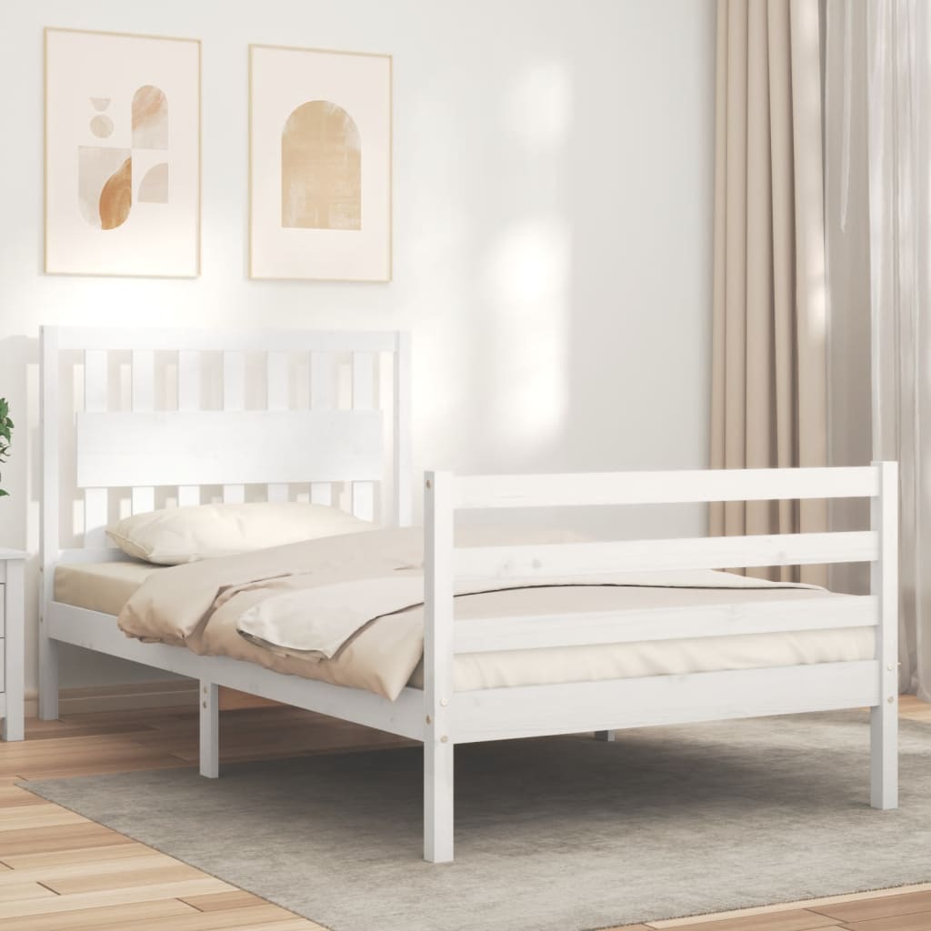 Cadre de lit sans matelas blanc 100x200 cm bois massif