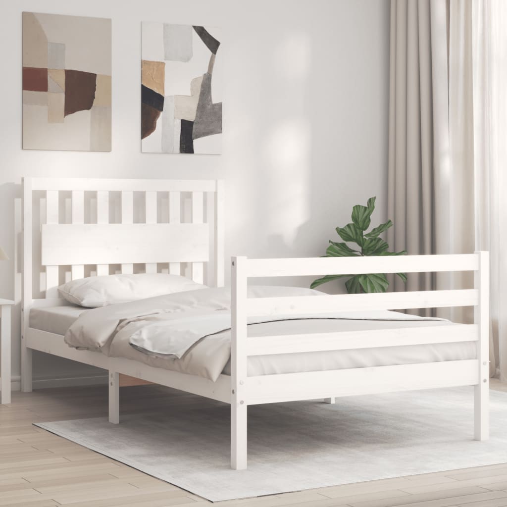 Cadre de lit sans matelas blanc 100x200 cm bois massif