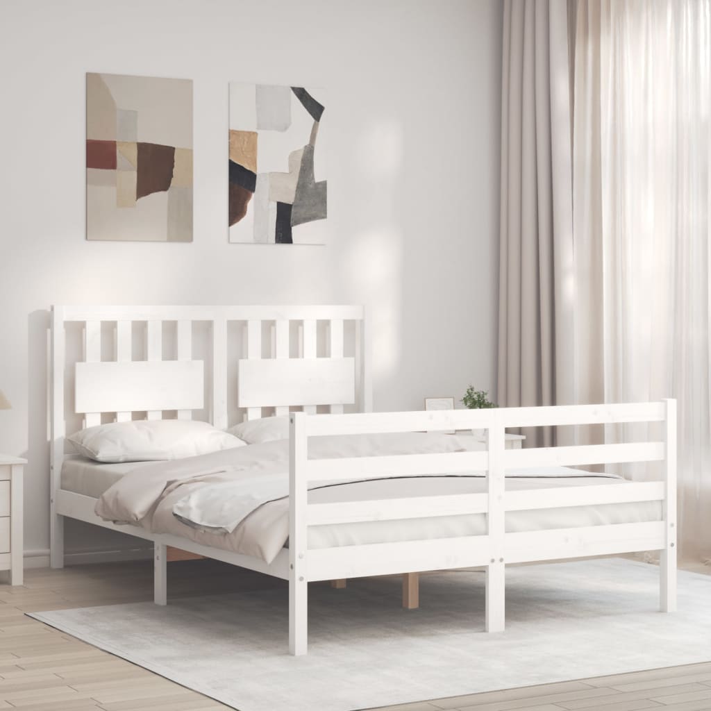 Cadre de lit sans matelas blanc 140x200 cm bois massif