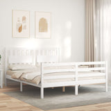 Bed frame without mattress white solid pine wood