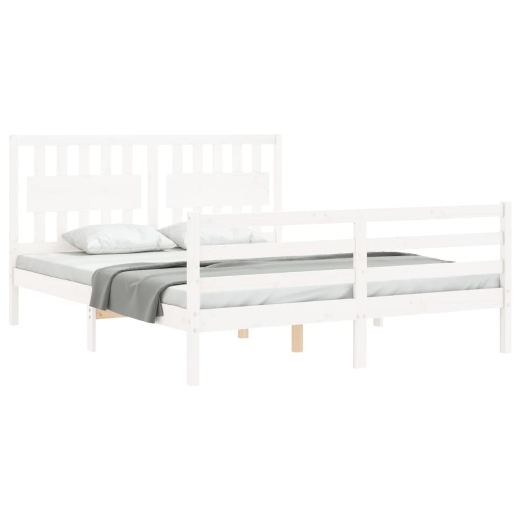 Bed frame without mattress white solid pine wood