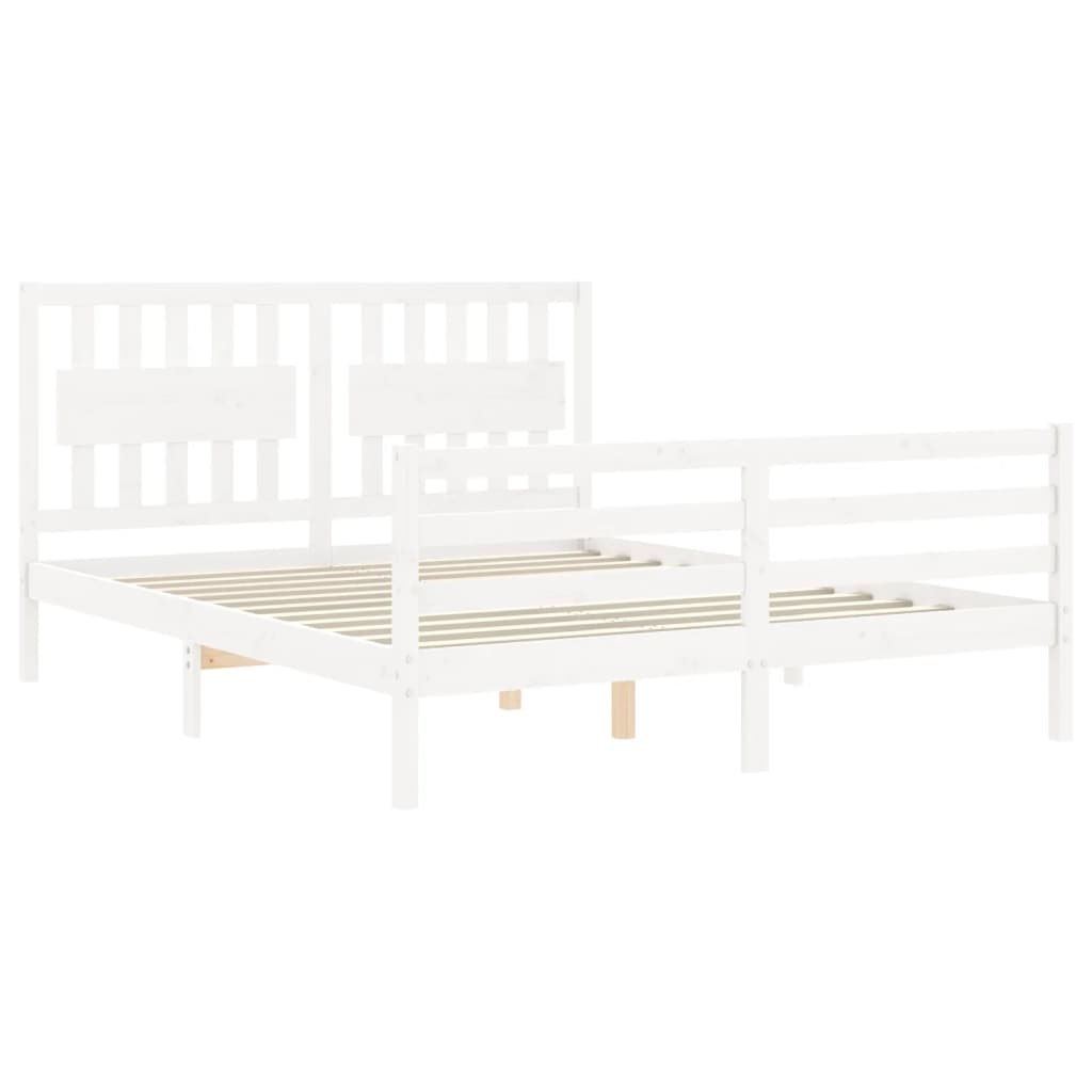 Bed frame without mattress white solid pine wood