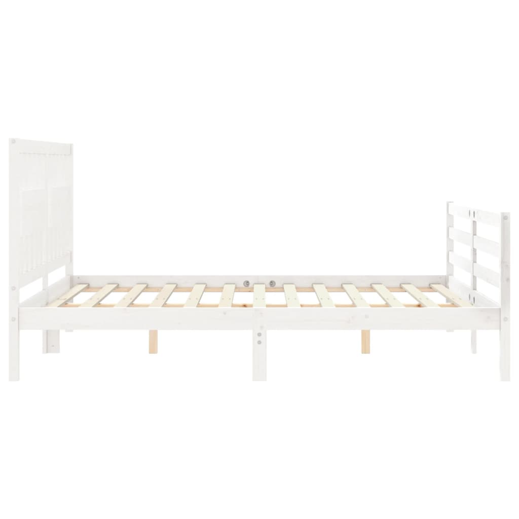 Bed frame without mattress white solid pine wood