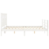 Bed frame without mattress white solid pine wood