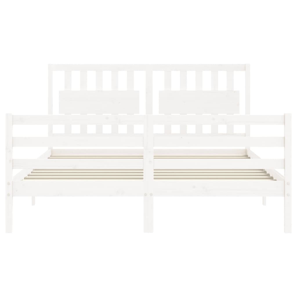 Bed frame without mattress white solid pine wood