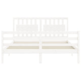 Bed frame without mattress white solid pine wood