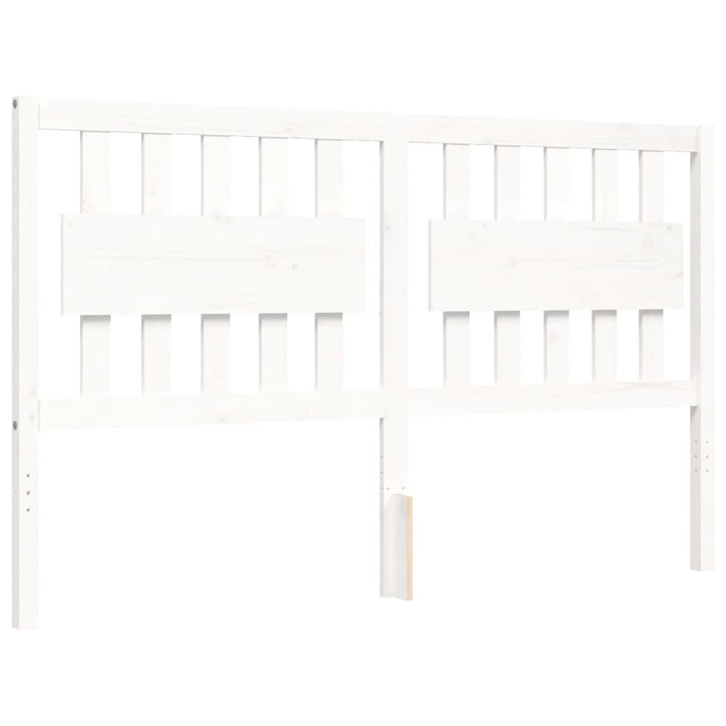 Bed frame without mattress white solid pine wood