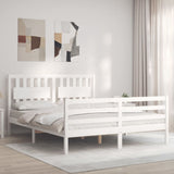 Bed frame without mattress white solid pine wood