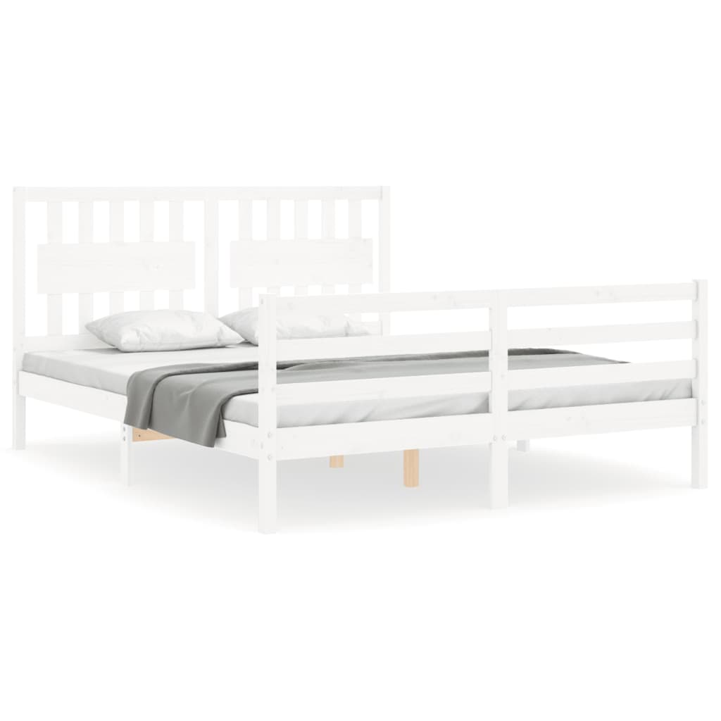 Bed frame without mattress white 160x200 cm solid wood