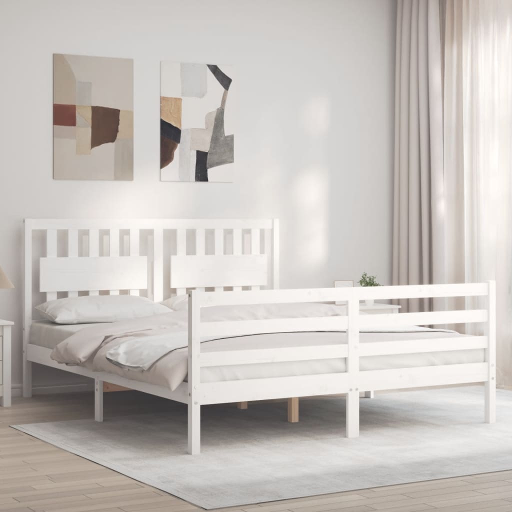 Bed frame without mattress white 160x200 cm solid wood