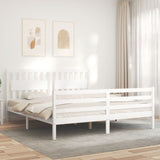 Cadre de lit sans matelas blanc bois massif