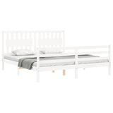 Cadre de lit sans matelas blanc bois massif