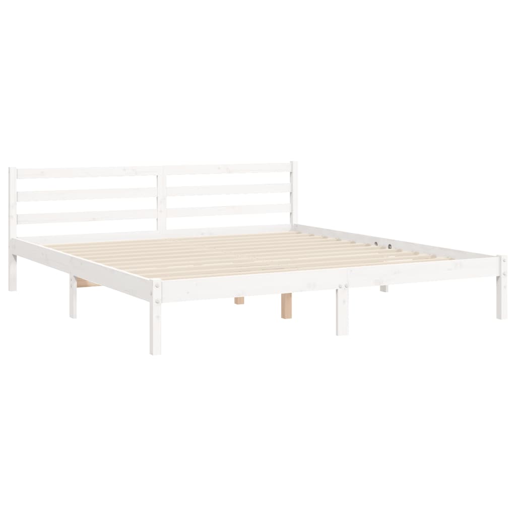 Cadre de lit sans matelas blanc bois massif