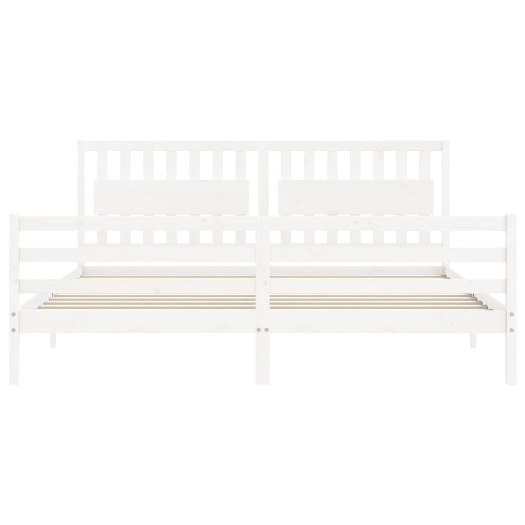 Cadre de lit sans matelas blanc 200x200 cm bois massif